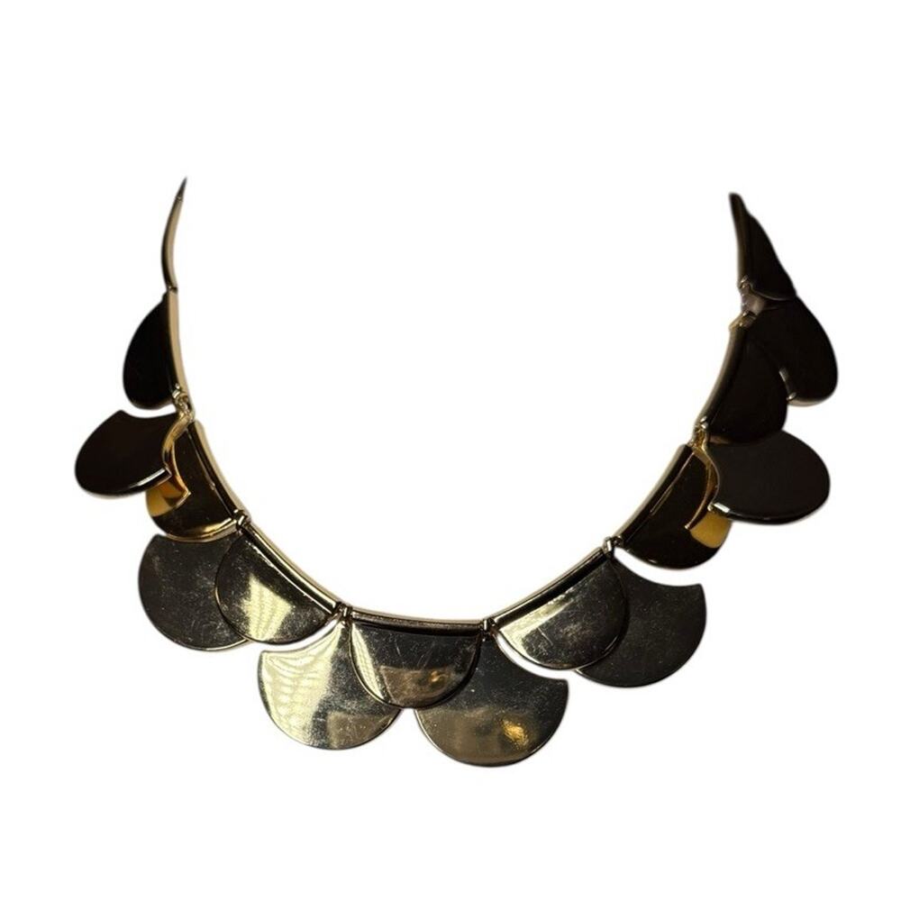 Kate Spade Gold Scallop Statement Necklace Collar Chunky Retired Y2K - Picture 3 of 8